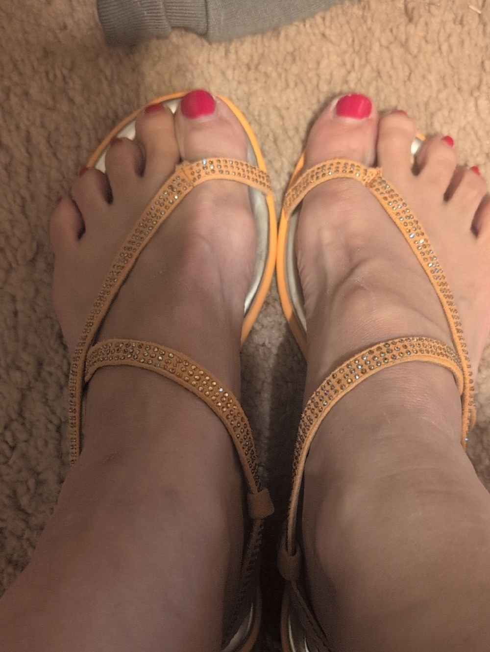 ANTONIO MELANI Orange Crystal Strap Sandals